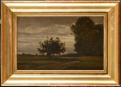 null Henri NAZON (1821-1902) Paysage aux chênes. Huile sur carton signé en bas à...