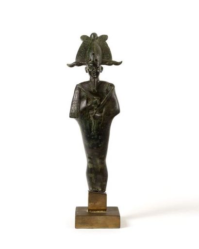 null GRANDE STATUETTE représentant le dieu Osiris "yeux incrustés d'argent", momiforme...