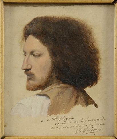 null Jean-Léon GEROME (1824-1904) Henri Nazon de profil Huile sur toile signée à...