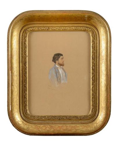 null Auguste Denis RAFFET (1804-1860) Portrait du peintre Henri Nazon en buste. Crayon,...
