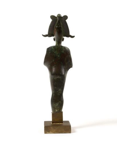 null GRANDE STATUETTE représentant le dieu Osiris "yeux incrustés d'argent", momiforme...
