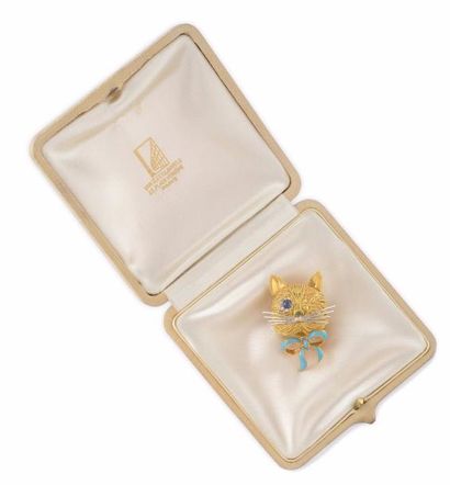 null 
Dans le gout de VAN CLEEF & ARPELS BROCHE en or jaune stylisant un chat, la...