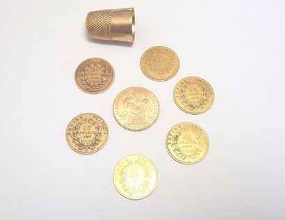 null 
LOT DE 6 pièces de 10 francs au profil de Napoléon III (1856,1856,1857,1858,1859,1860),...