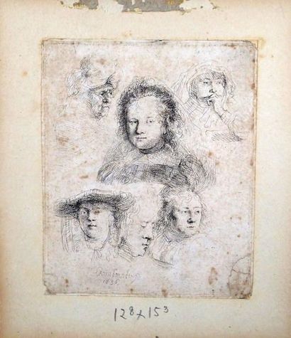 null Harmensz Van Rijn REMBRANDT (1606 - 1669) Etudes de têtes de Saskia et autres...