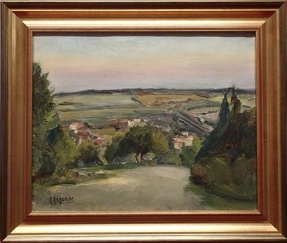 null André RAGEADE (1890-1978) Paysage de campagne Huile sur toile signée en bas...