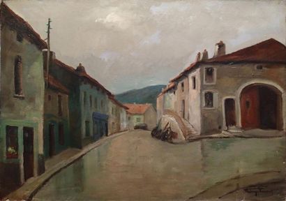 null Fernand ANDREY-PRÉVOST (1890-1961) Village Lorrain Huile sur toile Signé en...