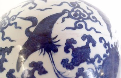 null CHINE Rare potiche de forme balustre en porcelaine décorée en bleu sous couverte...