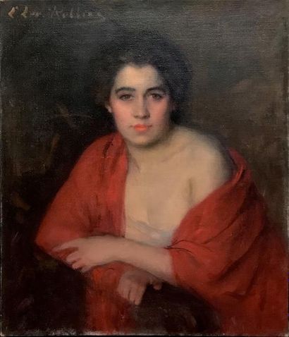null LUCY LEE-ROBBINS (1865-1943) Portrait de femme Huile sur toile signée en haut...