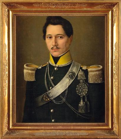 null Ecole française du XIXe siècle. « Portrait d’un officier subalterne du 1er régiment...