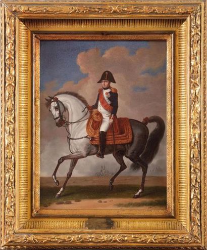 null Ecole française du XIXe siècle. « L’Empereur NAPOLÉON Ier, à cheval, en uniforme...