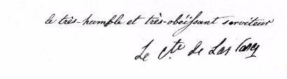 null LAS CASES (Emmanuel Auguste Dieudonné de). Lettre signée à la princesse ELISA...