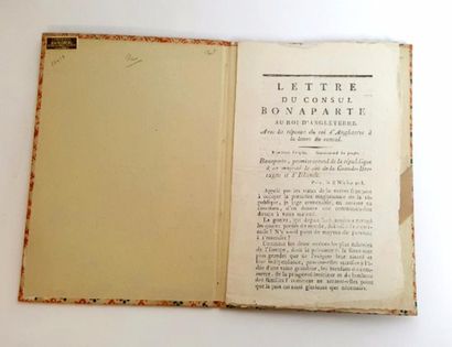 null BONAPARTE (NAPOLÉON). Plaquette imprimée intitulée Lettre du consul Bonaparte...