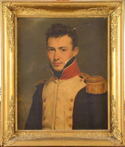 null Georges ROUGET (1784-1869). « Portrait d’un lieutenant d’infanterie, en uniforme...