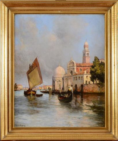 null Raymond ALLEGRE (1857-1933) Venise Huile sur panneau (petites restaurations)...