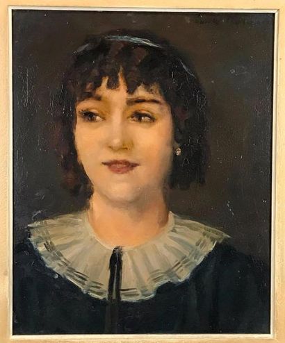 null Émile BERNARD (1868-1941) Portrait d'Andréa Cuny Huile sur carton (petites restaurations)...