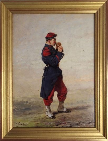 null Alfred Émile GAUBAULT (act.1879-1895)
Soldat à la pipe
Huile sur panneau
Signé...