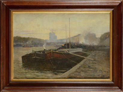 null Germain BONNETON (1874-circa 1914) La Seine au Pont-Neuf - Notre-Dame vue de...