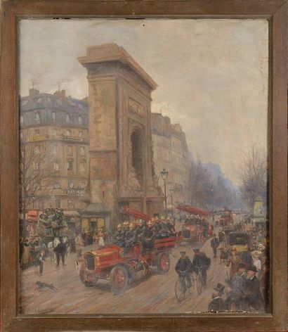 null Paul LEGRAND (1863-1951) La porte de Saint-Denis Huile sur toile (accidents...