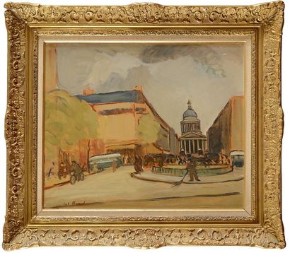 null Paul CHARAVEL (1877-1961) Le Panthéon vu de la place du Luxembourg Huile sur...