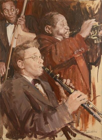 null Léon ZEYTLINE (1885-1962) Jazzmen Huile sur toile Signée en bas à droite 100...