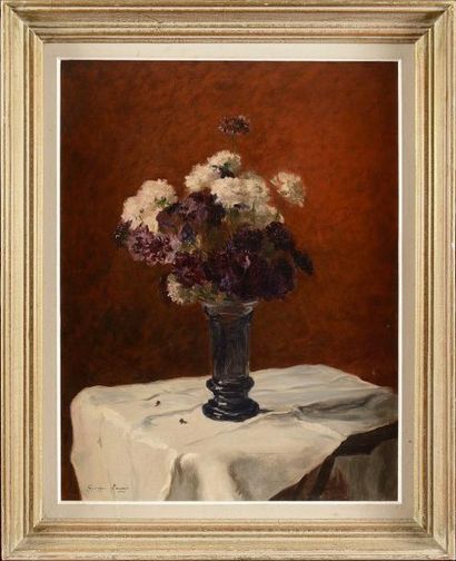 null Georges LAUGÉE (1853-1937) Bouquet d'œillets Huile sur toile Signée en bas à...