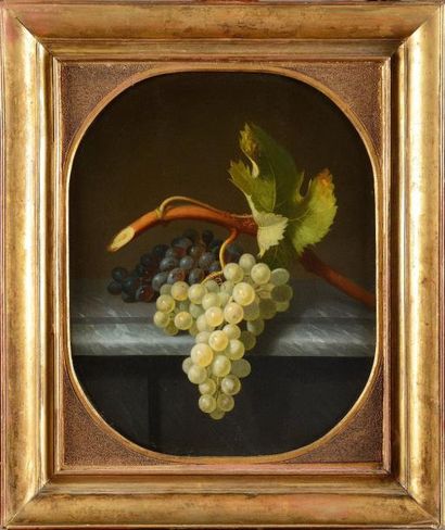 null Louis Antoine ESTACHON (1819-1857) La grappe de raisin Huile sur panneau Signé...