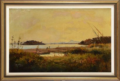 null Louis NATTERO (1870-1915) Rivage méditerranéen aux environs de Cabasson Huile...