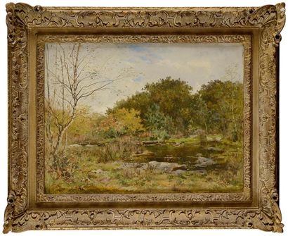 null Gustave GARAUD (1844/47-1914) La mare aux fées, forêt de Fontainebleau Huile...