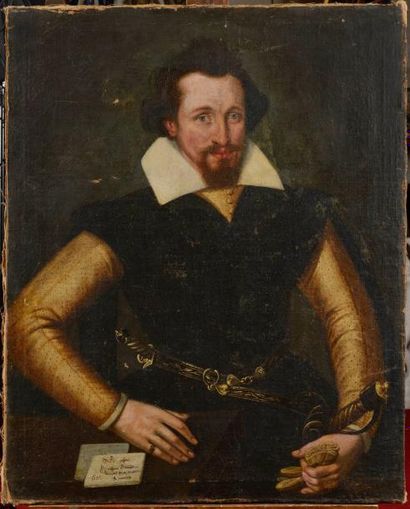 ECOLE FLAMANDE 1601 Portrait d'homme aux gants: portrait de monsieur Dumondt Gruyter...