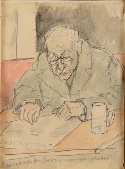 Théodor PALLADY (1871-1956) (att.à) Au café
Crayon rehaussé
21 x 15,5 cm