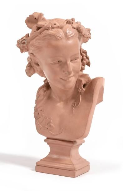 Jean-Baptiste CARPEAUX (1827-1875) Jeune Bacchus ou l'enfant riant Terre cuite sur...