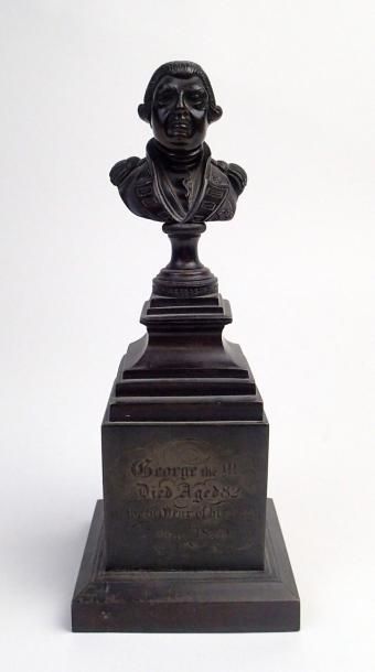 ECOLE ANGLAISE XIXeme SIECLE Buste du roi Georges III
Socle en bronze patiné
Haut:...