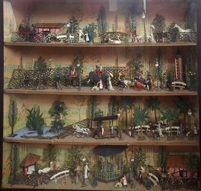 CBG Diorama figurant le jardin d'acclimatation en figurines 1/2 ronde bosse. Vers...