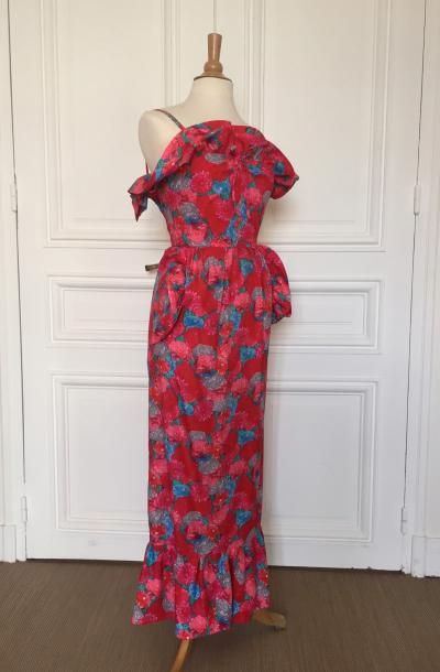 null Nina RICCI Haute Boutique ROBE en polyester rose au motif fleuri. T.S. Très...