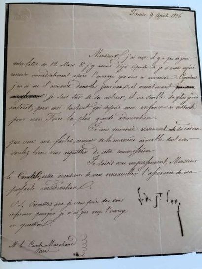 null BONAPARTE (Louis). Lettre signée « L. de St-Leu ». Florence, 9 avril 1836. 1 p....