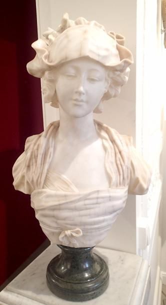 null D'après Jean-Baptiste GREUZE (1725 - 1805) Jeune fille au bonnet noué Buste...