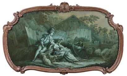 null ECOLE FRANCAISE du XVIIIeme, entourage de François BOUCHER Couple de bergers...