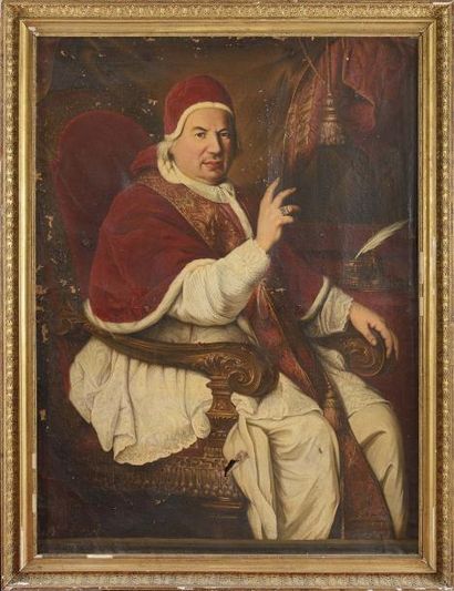 null ECOLE de la fin du XVIIIe siècle, d’après Pierre SUBLEYRAS « Portrait du Pape...