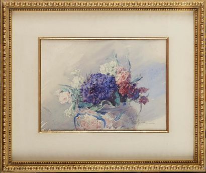 null Madeleine LEMAIRE (1845-1928) Bouquet de fleurs Aquarelle signée en bas à droite...