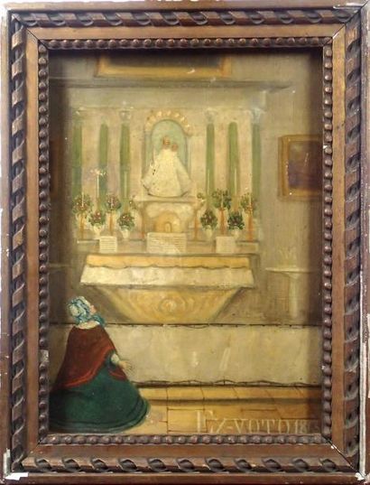  Cinq EX-VOTO • EX VOTO du 26 mai 1852 Huile sur carton La Vierge en buste apparaît...