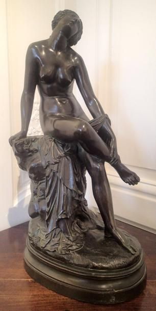 null François Félix ROUBAUD (1825-1876) Eurydice Bronze patiné Signé sur la terrasse...