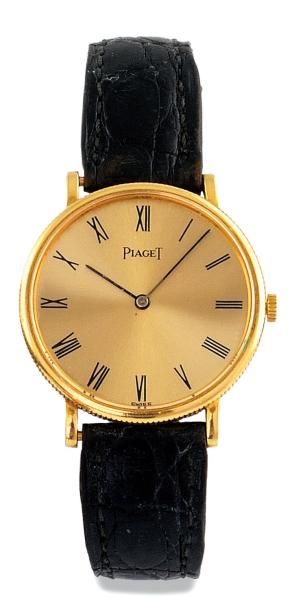 null PIAGET MONTRE en or jaune, chiffres romains peints, aiguilles centrales. Bracelet...