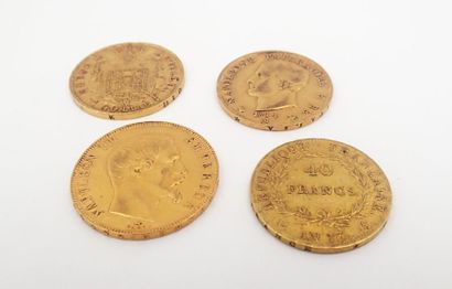 null LOT DE 3 pièces de 40 Francs en or jaune à l'éfigie de Napoléon Emperator. On...