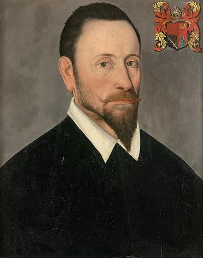 null ECOLE FRANCAISE, 1589 Portrait d'homme en buste : Françoys Andres, Chevalier...