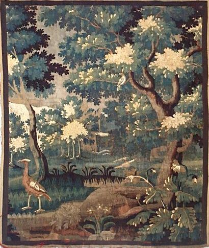 null AUBUSSON Tapisserie Verdure Fin XVII-Début XVIIIème siècle 220 x 160 cm manque...