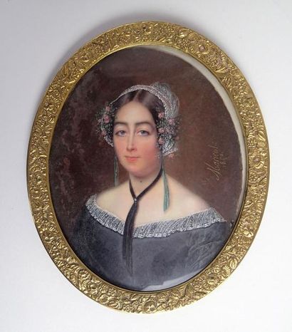 null Jeanne Alexandre MARICOT (1789-c.1850) Miniature ovale sur ivoire représentant...