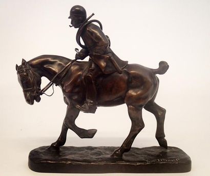 null Gaston d' ILLIERS (1876-1932) Piqueux à cheval Bronze à patine brune. Signé...