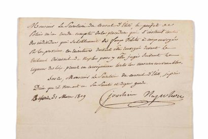 null MURat ( Joachim). Lettre signée « Joachim Napoléon » en qualité de roi de Naples,...