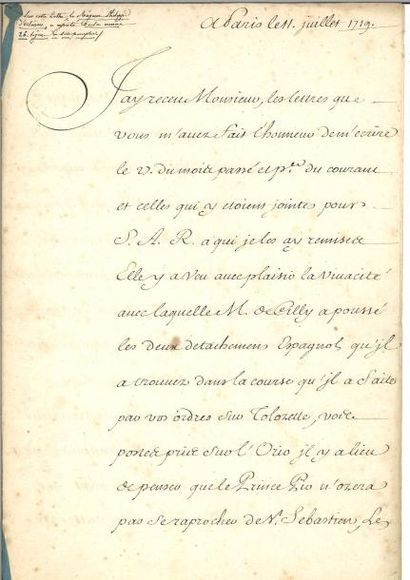 null ORlÉaNs (Philippe d'). Longue apostille autographe signée de son paraphe en...