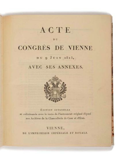 null [CONGRÈS DE VIENNE]. Acte du Congrès de Vienne du 9 juin 1815, avec ses annexes....